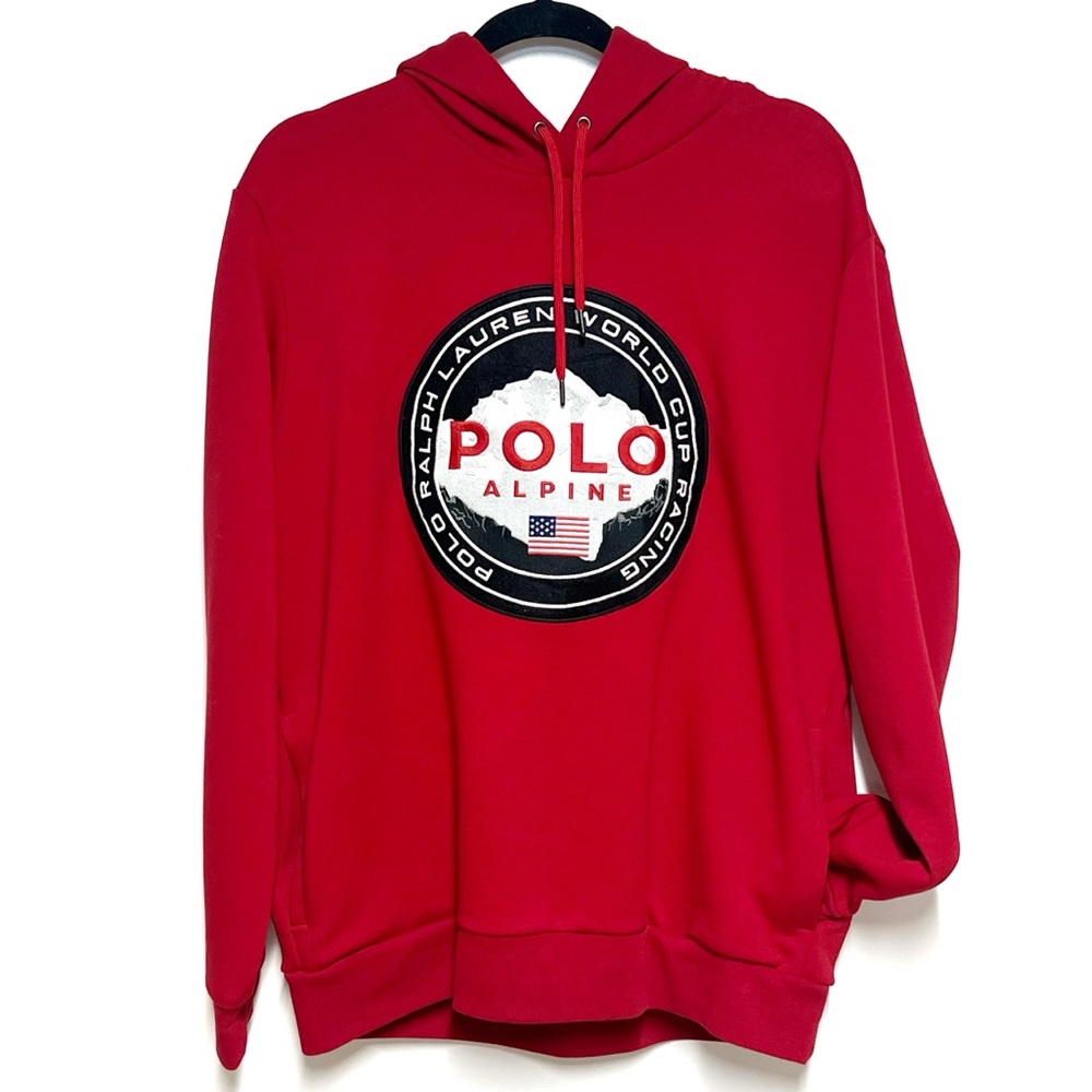 Rare New Polo Ralph Lauren Alpine World Cup Racing Red Hoodie Men’s L